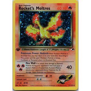 Rocket's Moltres Gym Heroes 1st Edition "Reprinted"